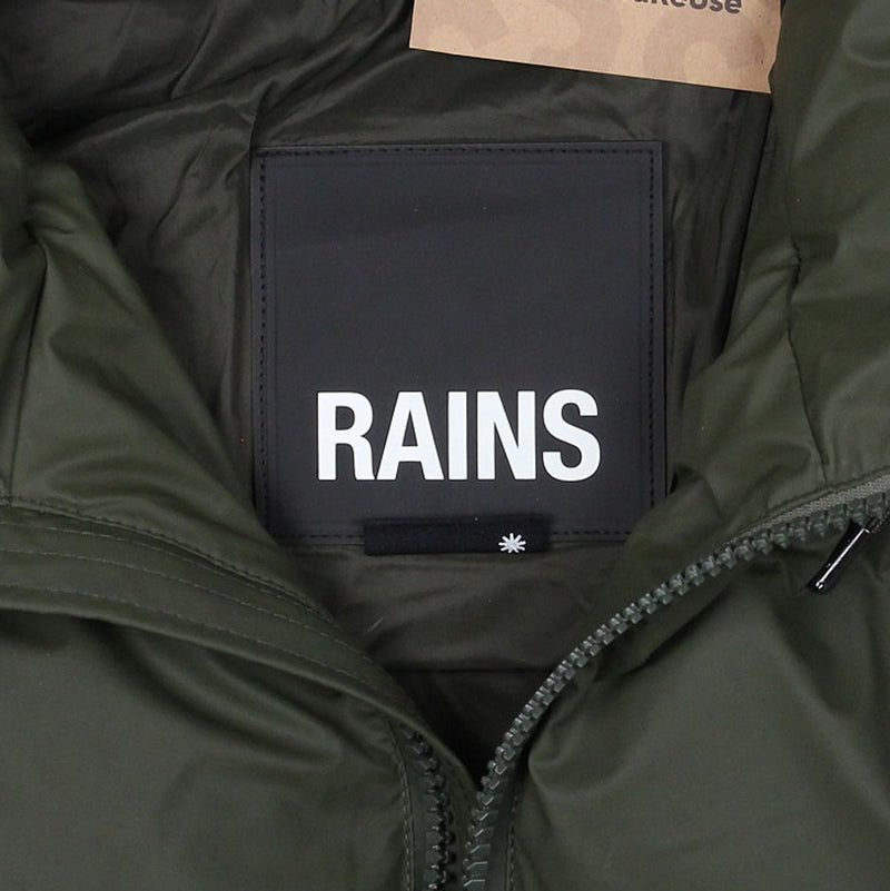 Rains Alta Long Puffer Jacket / Size L / Mid-Length / Mens / Green / Polyur...