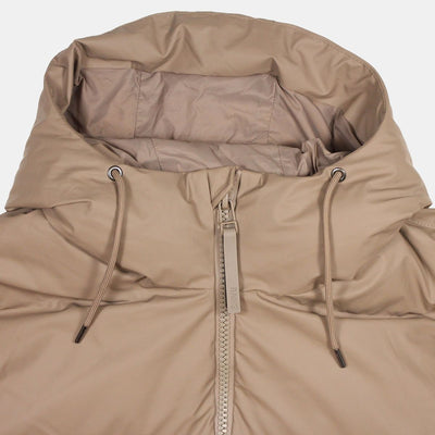 Rains Alta Puffer Jacket / Size L / Mid-Length / Womens / Brown / Polyester