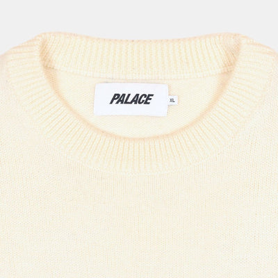 Palace Stripe Logo Knit Sweater  / Size XL / Mens / Ivory / Acrylic Blend