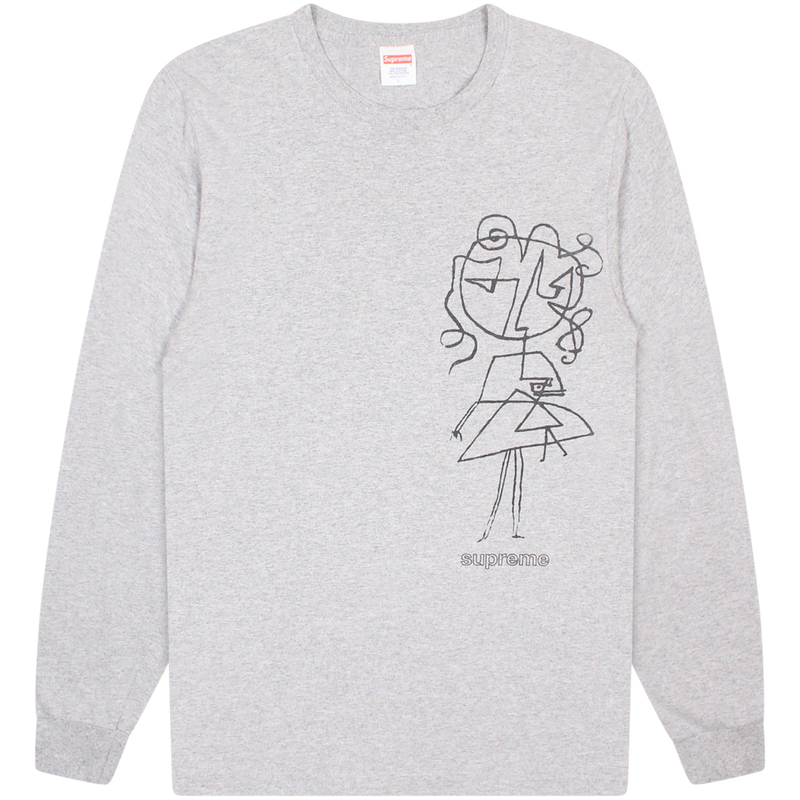 Supreme Grey Lady Outline L/S Tee Size Large / Size L / Mens / Grey / RRP £75.00