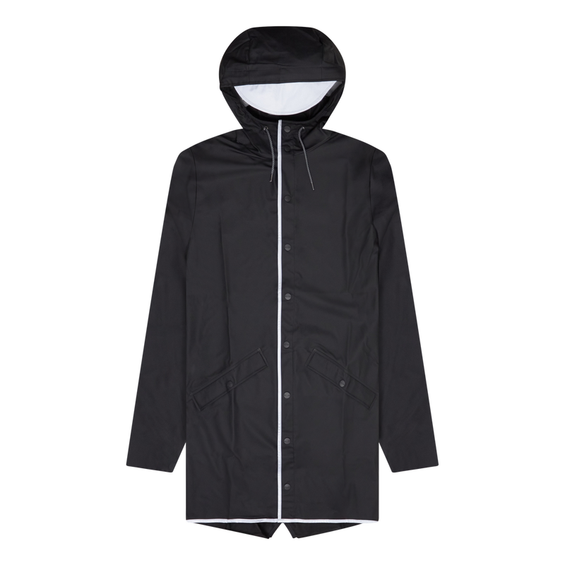 Rains Black Long Jacket Reflective Waterproof Coat Size S Small / Size S / ...