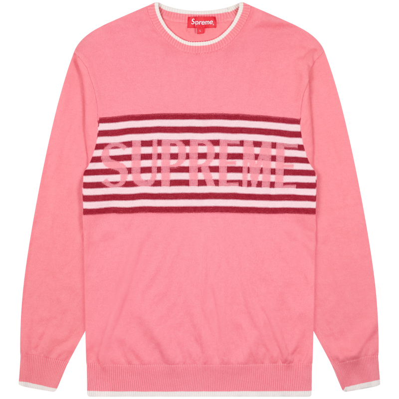 Supreme Pink Chest Stripe Sweater Size Large / Size L / Mens / Pink / Cotto...