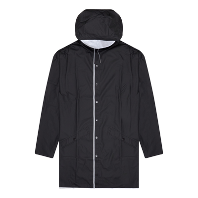Rains Black Long Jacket Reflective Waterproof Coat Size L/XL / Size XL / Me...