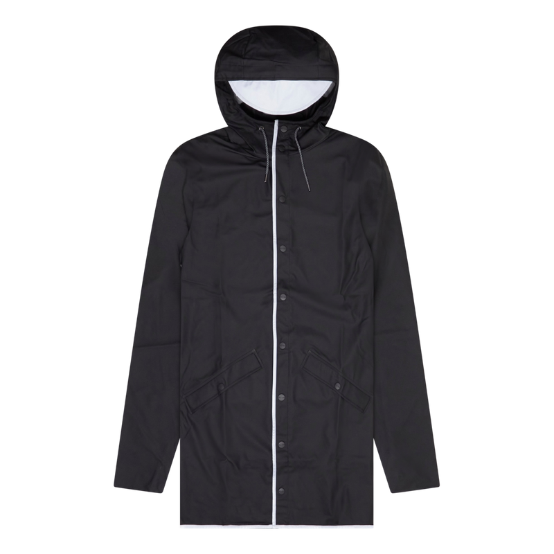 Rains Black Long Jacket Reflective Waterproof Coat Size M Meduim / Size M /...